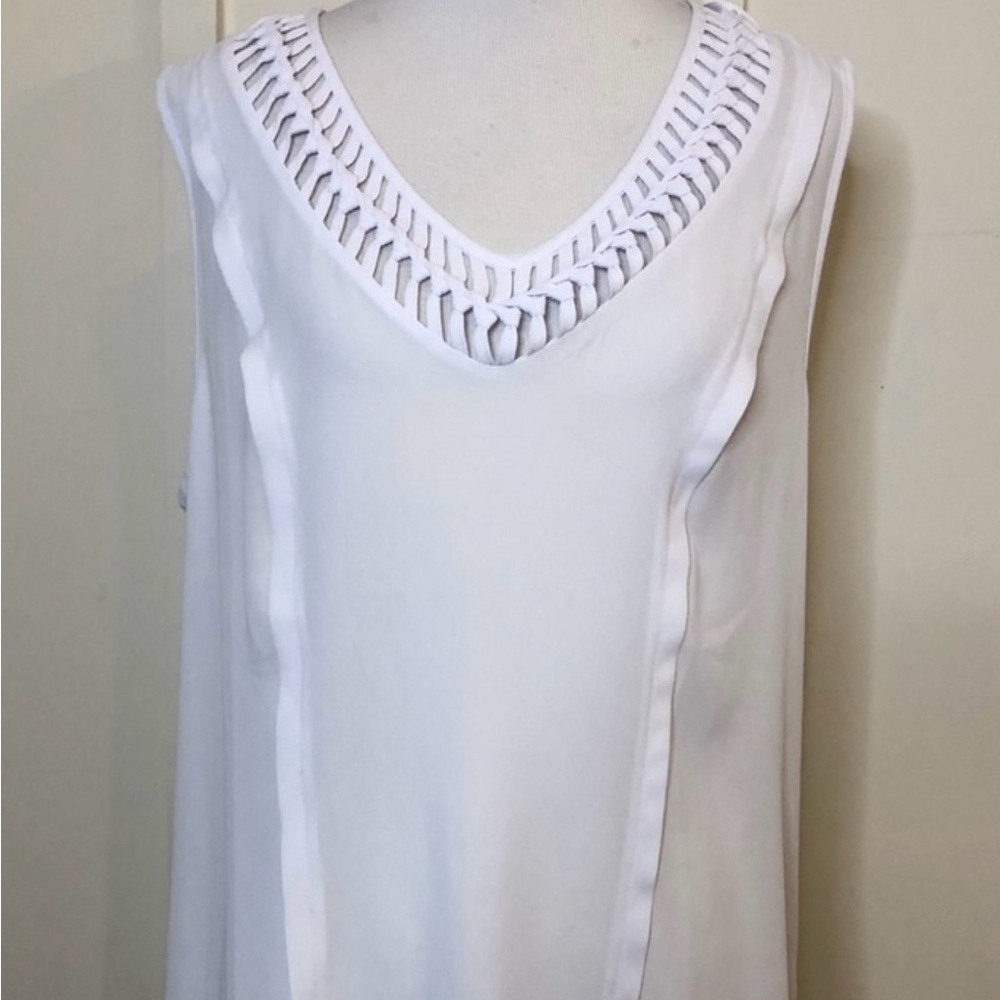 Anthropologie Maeve White Knotted Neck Blouse